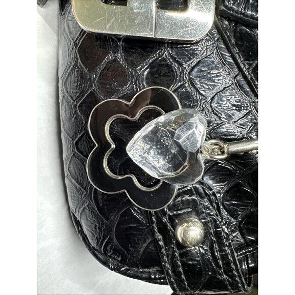 Guess Y2K black croc-embossed patent leather shoulder bag/mini purse - Picture 6 of 13